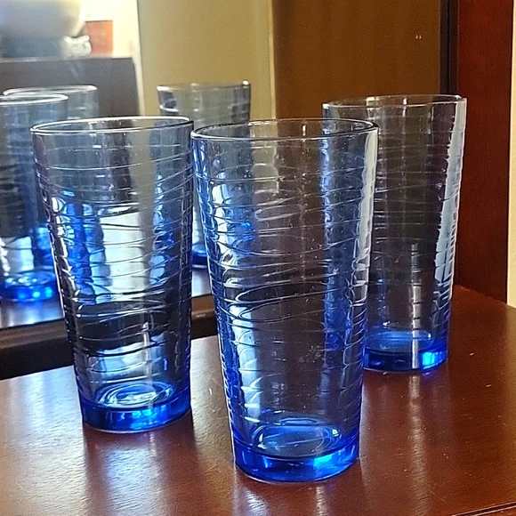 Libbey blue Sirrus set of 3 drinking glasses. Highly desirable. No call outs - Picture 1 of 7
